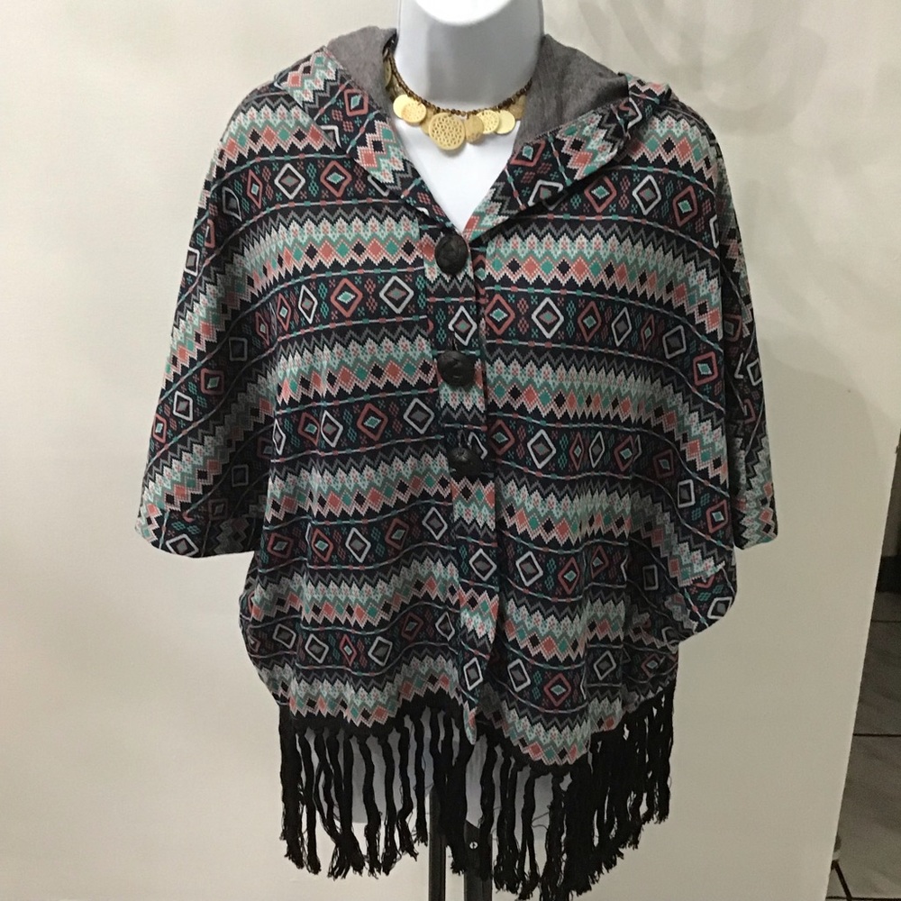 Boho-Chic In The Beginning Hooded Fringed Shawl
